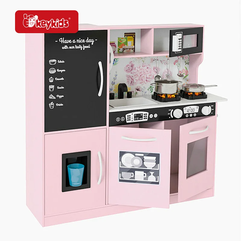 Realistic Design Pretend Play Wooden Kitchen Toy Set for Kids with Light Sound W10C908B