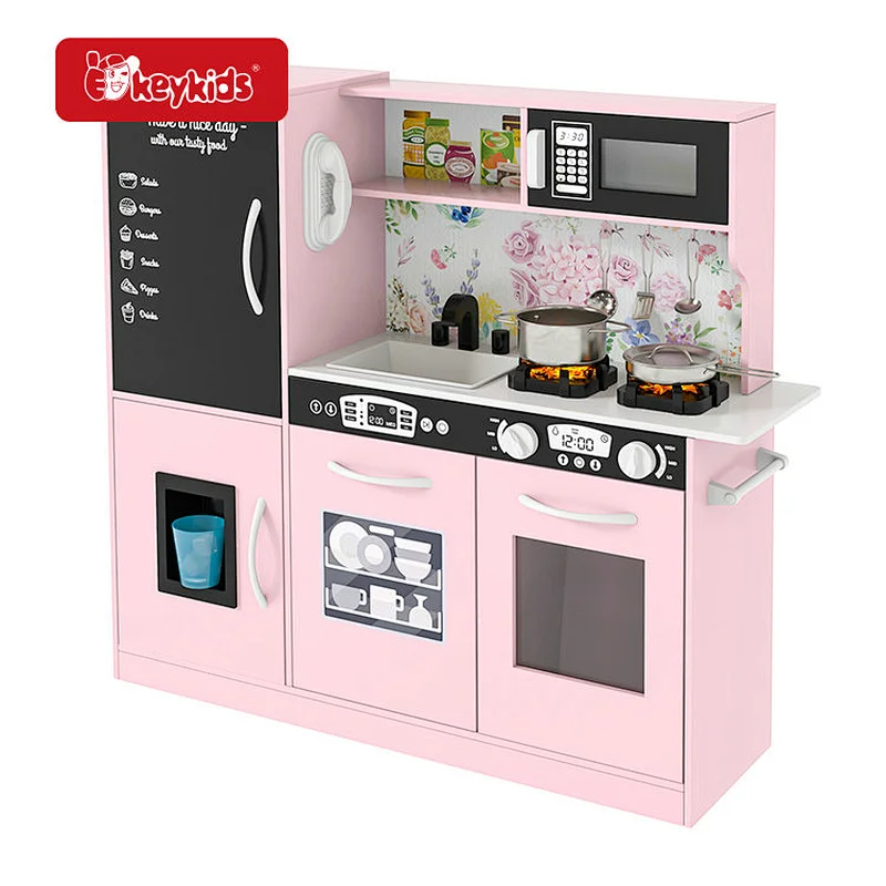 Realistic Design Pretend Play Wooden Kitchen Toy Set for Kids with Light Sound W10C908B