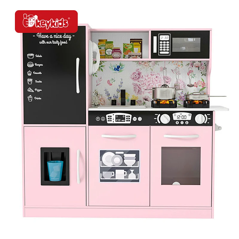 Realistic Design Pretend Play Wooden Kitchen Toy Set for Kids with Light Sound W10C908B