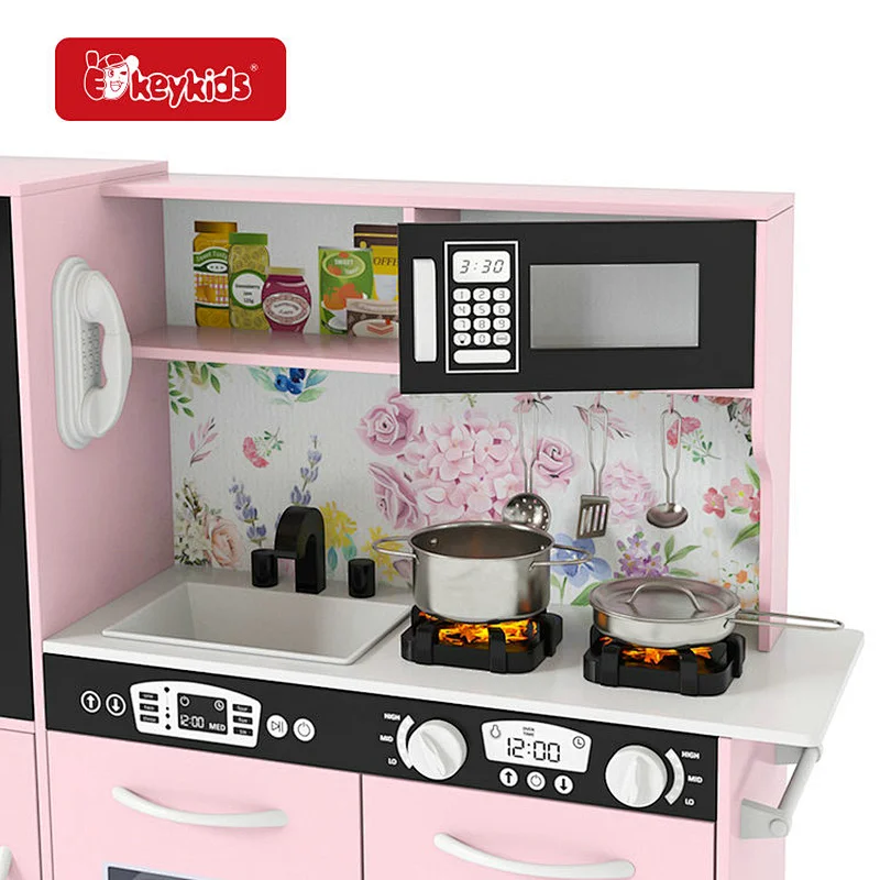 Realistic Design Pretend Play Wooden Kitchen Toy Set for Kids with Light Sound W10C908B